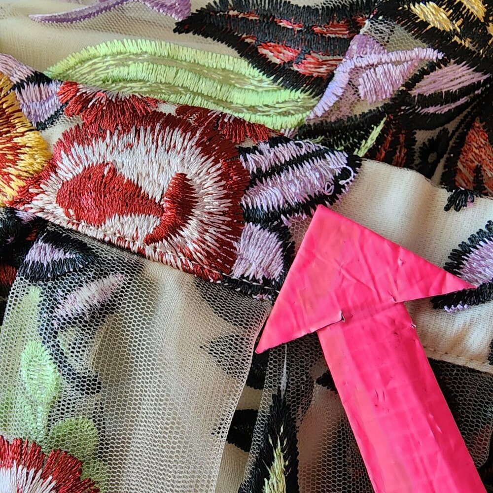 L'Atiste by Amy Womens Small Skirt Maxi Embroidered Floral Sheer Mesh Multicolor - Picture 10 of 13